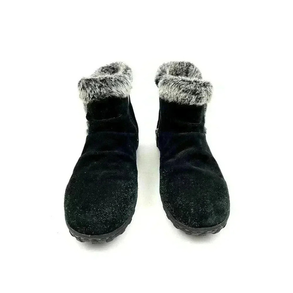 Black Faux Fur Suede Zip Ankle Boots Women’s US Size 7 Khombu - Picture 2 of 10